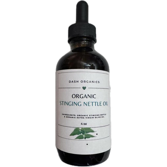 Handmade Organic Stinging Nettle Oil front view bottle on a clean background for premium natural hair care.