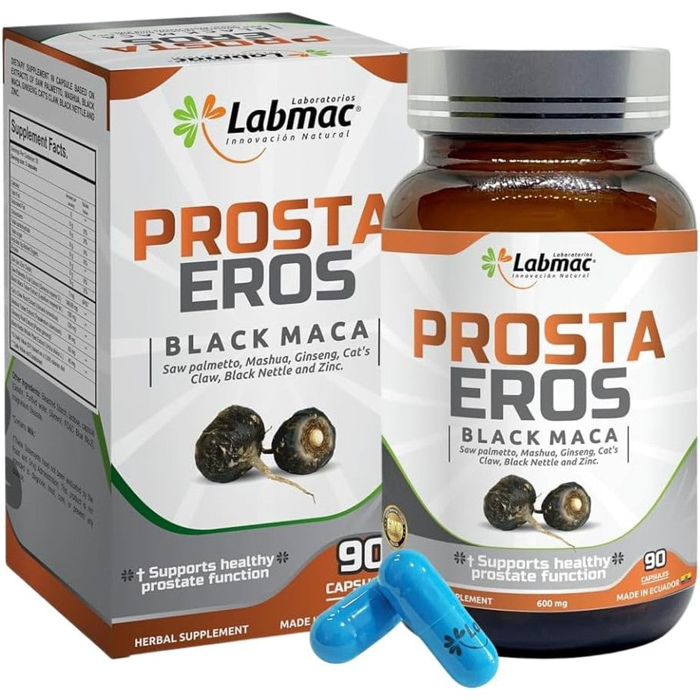 Prosta Eros Prostate Support Supplement front bottle view showing 90 capsules label.