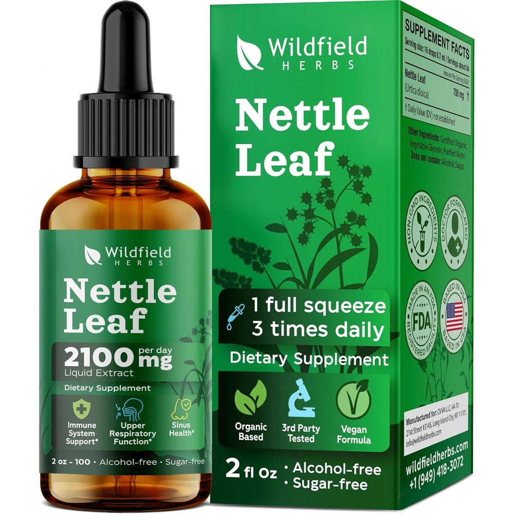Wildfield Herbs Stinging Nettle Leaf Extract Drops 2000mg front view bottle for respiratory support
