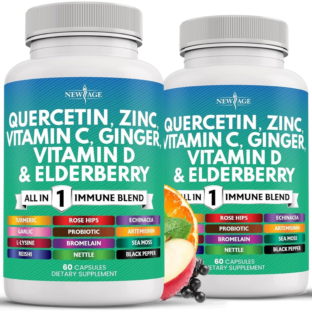 New Age Quercetin Zinc Bromelain 120 Capsules bottle front view for immune support