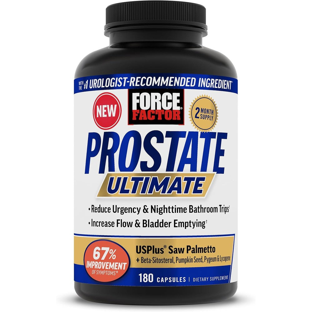 Force Factor Prostate Ultimate Health Supplement front view bottle for men's urinary health