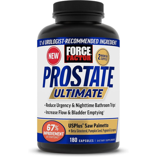 Force Factor Prostate Ultimate Health Supplement front view bottle for men's urinary health