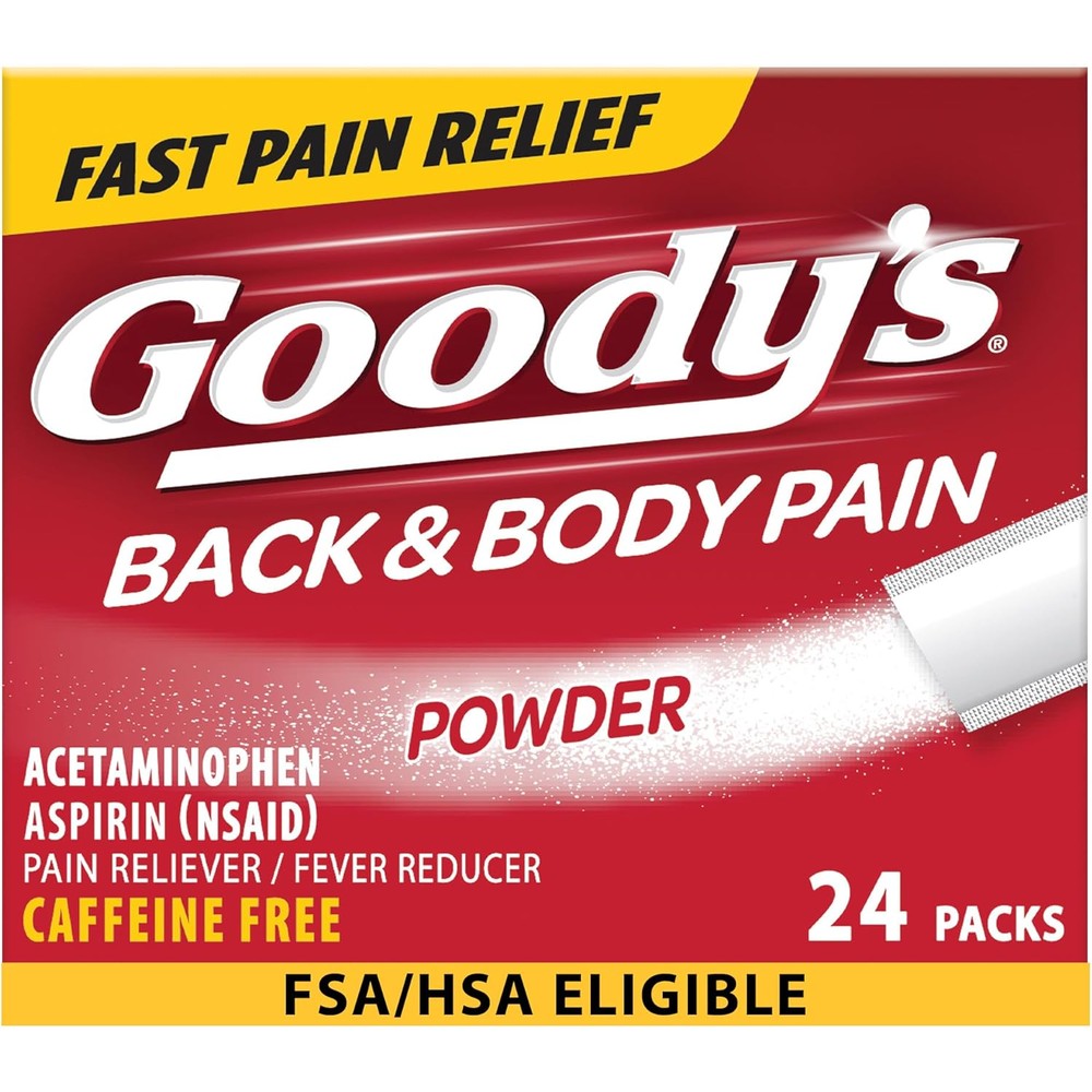 Goody's Back and Body Pain Relief Powder front packaging for fast ache relief