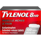 Tylenol 8 Hour Acetaminophen 650 mg 100 count front packaging for pain relief