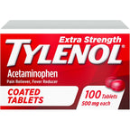 Tylenol Extra Strength 500mg bottle front view for pain relief