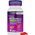 GenCare Tension Headache Relief 200 caplets bottle front view for migraine support.