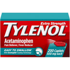 Tylenol Extra Strength 500 mg 200 count bottle front view for pain relief.