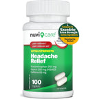 NUVICARE Headache Relief 100 caplets front view for migraine relief.