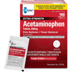 Globe Extra Strength Acetaminophen 500 mg 100 tablets front view pain relief