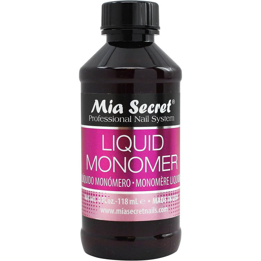 Mia Secret Professional Liquid Monomer 4 Ounce front view bottle for acrylic nail sculpting.