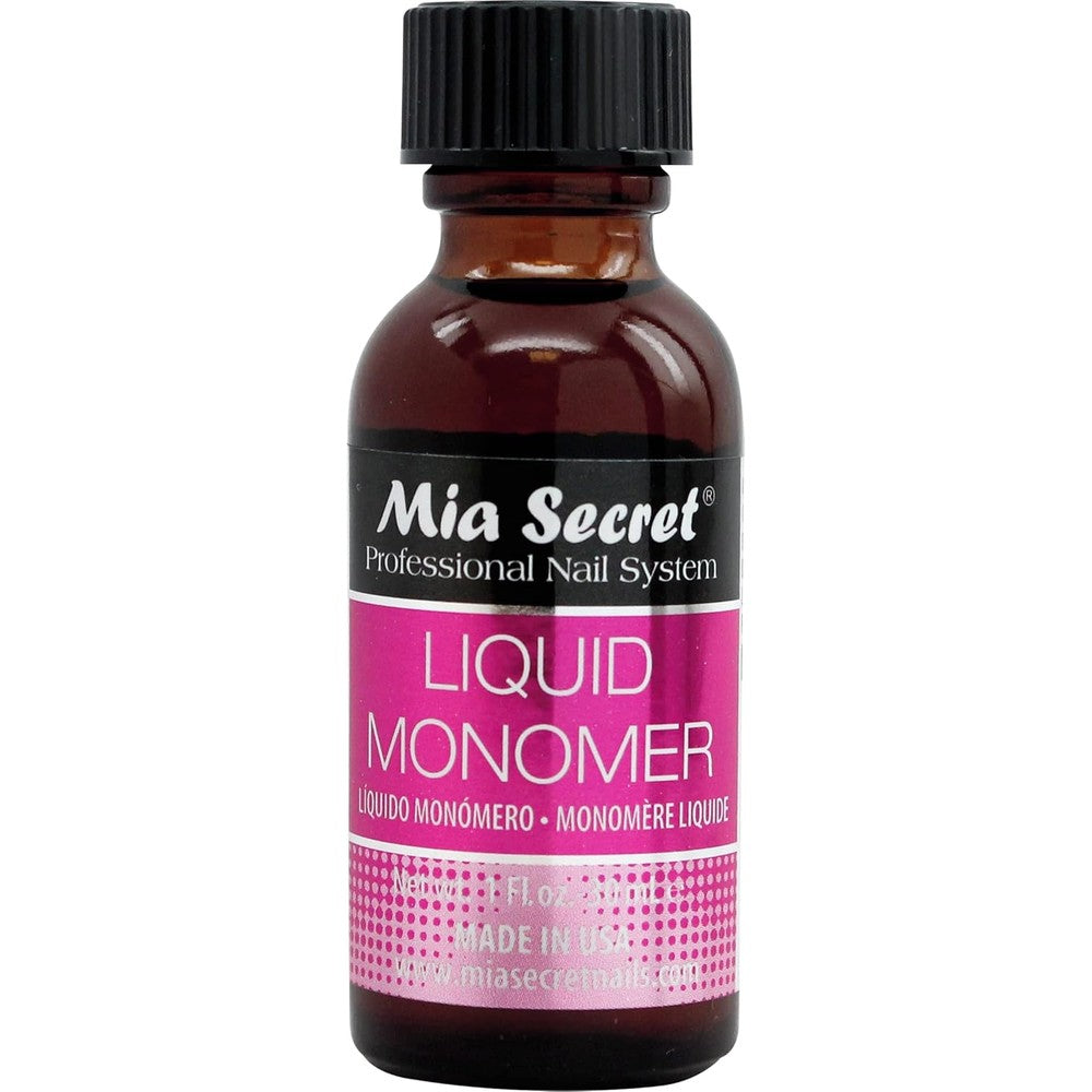 Mia Secret Professional Acrylic Nail System Liquid Monomer 1 Ounce bottle front view salon grade acrylic liquid