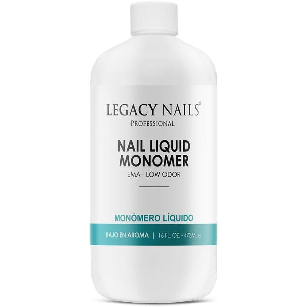 Legacy Nails Professional Nail Liquid Monomer 473ml front view of bottle packaging.
