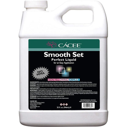 Cacee Smooth Set Perfect Acrylic Liquid Monomer thirty two ounce front view bottle for professional nail extensions.
