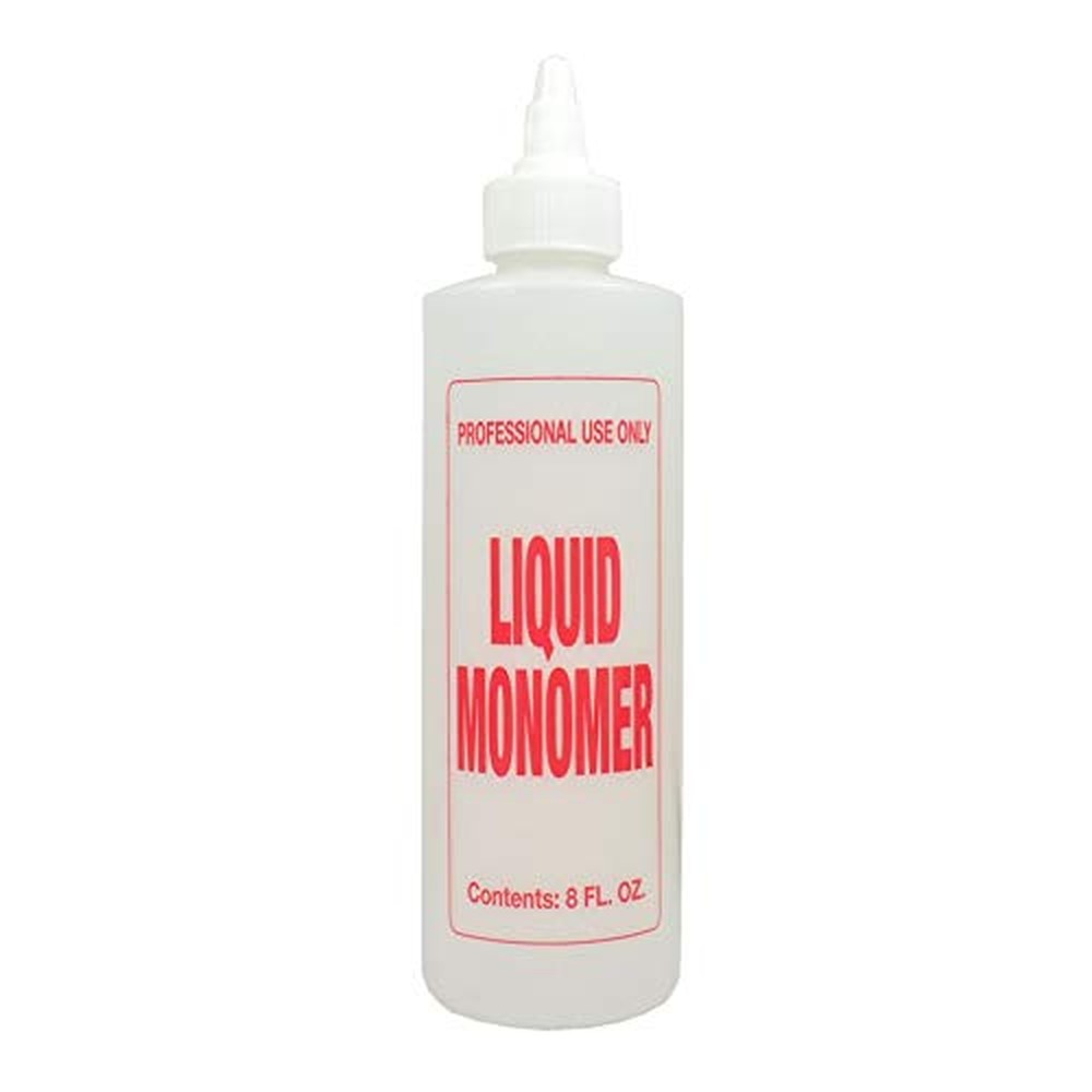 Soft 'N Style B65 empty plastic liquid monomer dispenser bottle front view with molded measurements