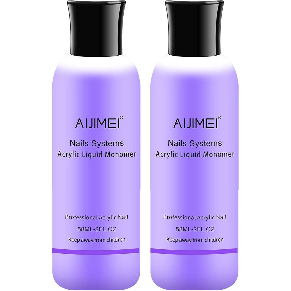 AIJIMEI Acrylic Liquid Monomer front view of two professional salon bottles.