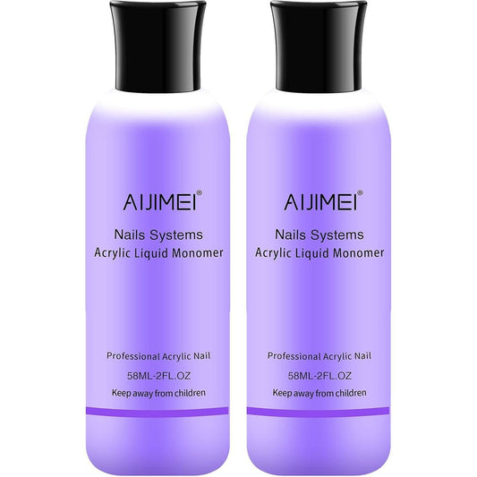 AIJIMEI Acrylic Liquid Monomer front view of two professional salon bottles.