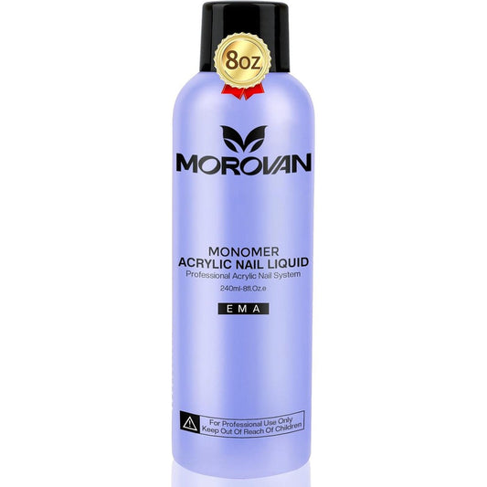 Morovan Monomer Acrylic Nail Liquid eight ounce bottle front view professional formula for powder extensions