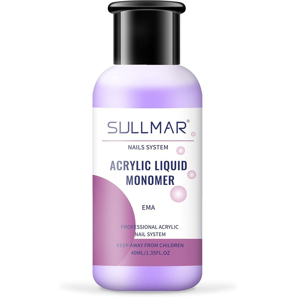 Sullmar Acrylic Monomer Liquid 40ml bottle front view for professional nail extensions.