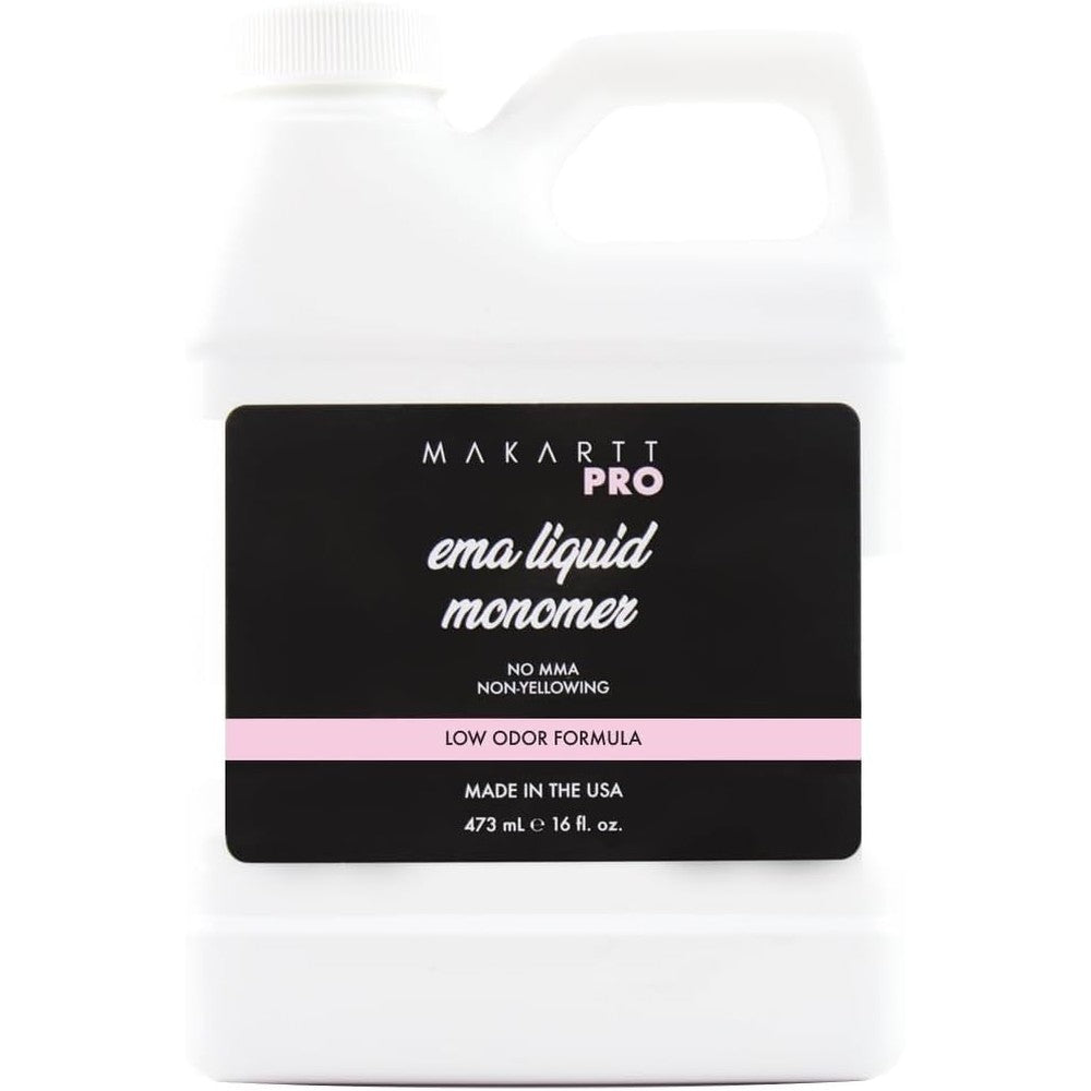 MakarttPro Low Odor Monomer 16 Fluid Ounce front view bottle for salon acrylic nail sculpting.