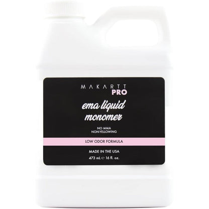 MakarttPro Low Odor Monomer 16 Fluid Ounce front view bottle for salon acrylic nail sculpting.