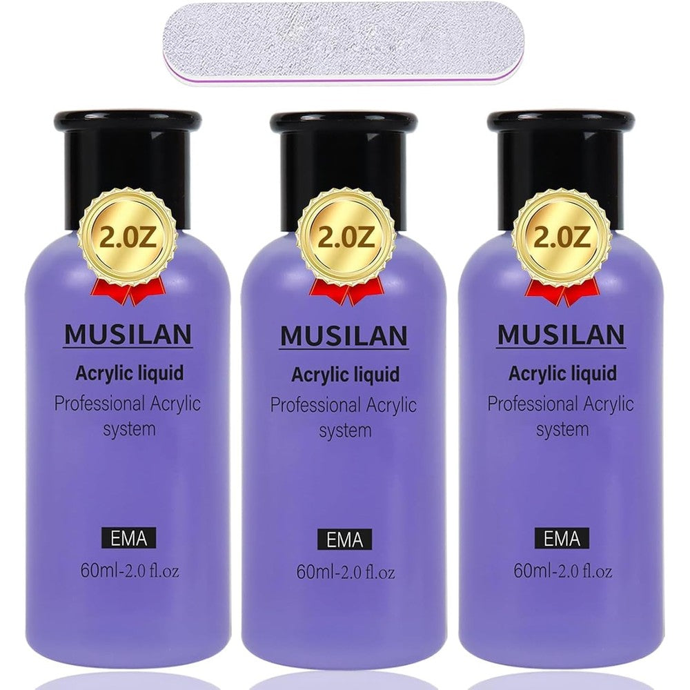 Musilan Professional Acrylic System Liquid Monomer front view bottle for salon extensions.