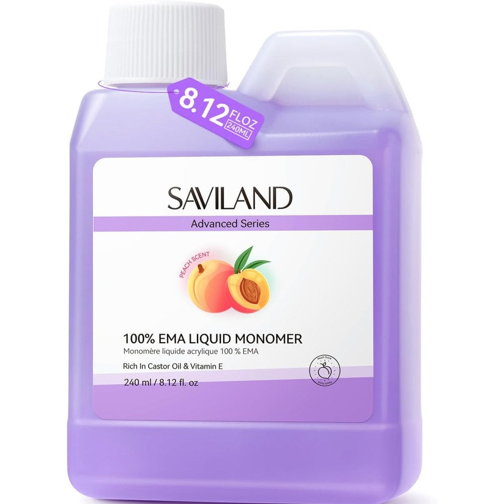 Saviland pure EMA monomer acrylic nail liquid peach scent front view bottle