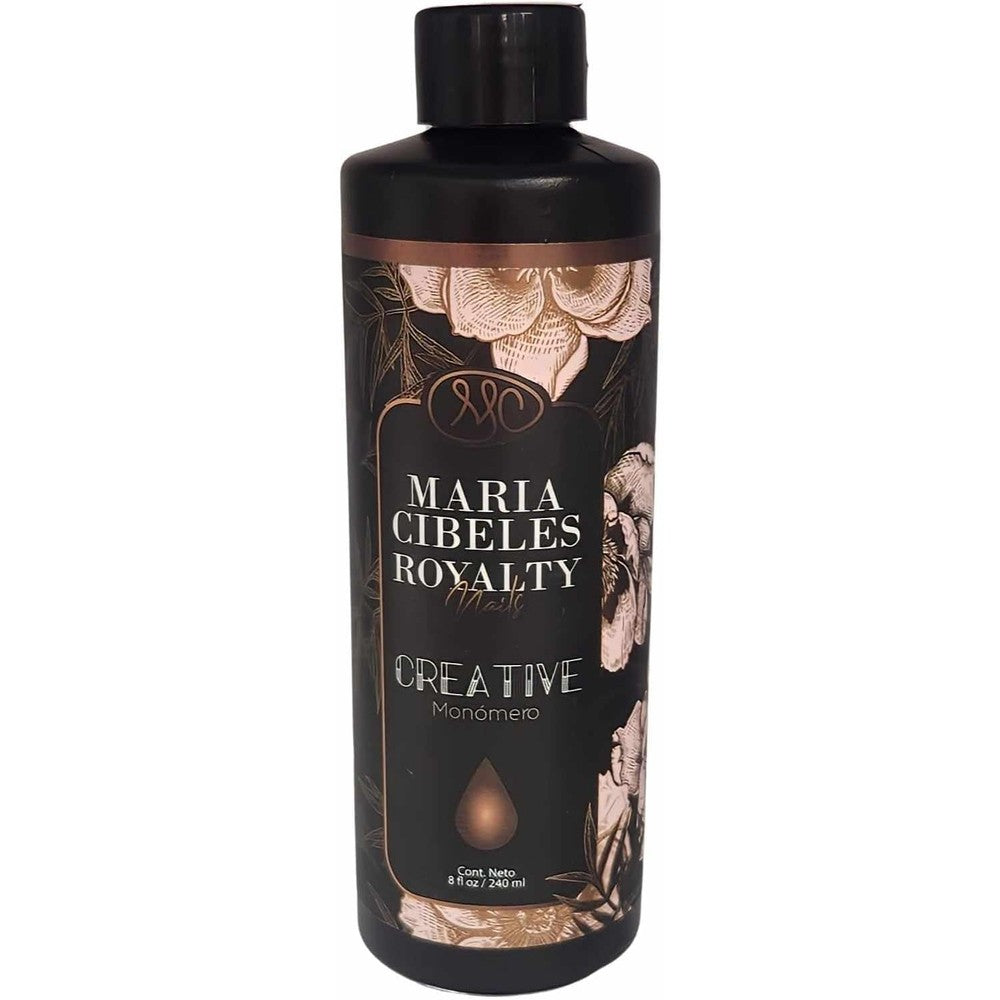 MC Nails Maria Cibeles Royalty acrylic monomer liquid front view bottle for salon extensions.