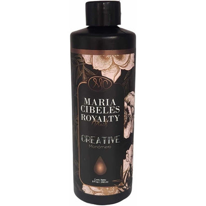 MC Nails Maria Cibeles Royalty acrylic monomer liquid front view bottle for salon extensions.