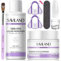 Saviland acrylic nail kit front view with powder and liquid monomer bottles