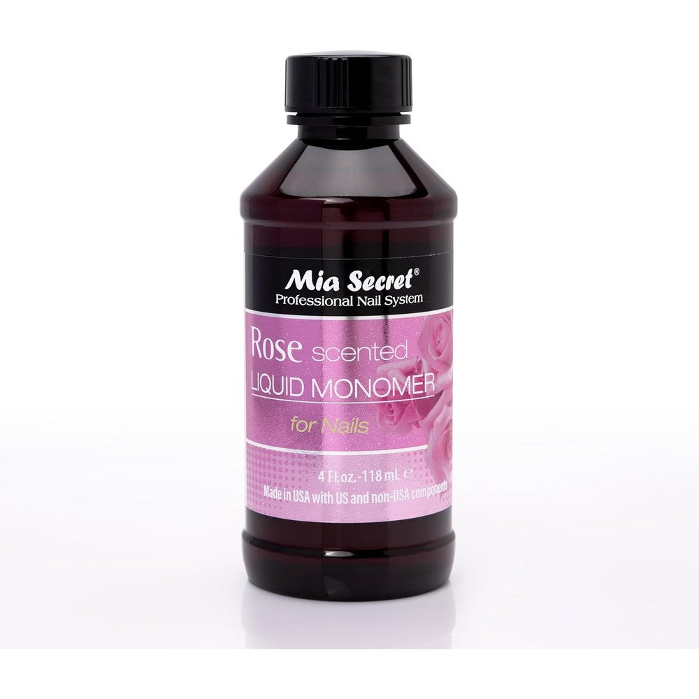 Mia Secret Rose Scented Liquid Monomer front view bottle of acrylic nail liquid.