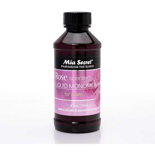 Mia Secret Rose Scented Liquid Monomer front view bottle of acrylic nail liquid.