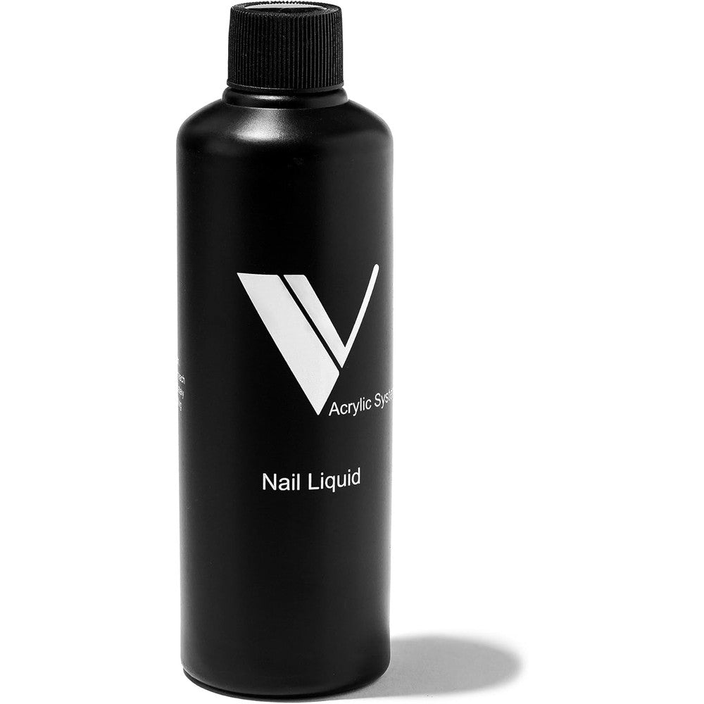 V Beauty Pure Monomer Acrylic Nail Liquid front view of the professional eight ounce black bottle