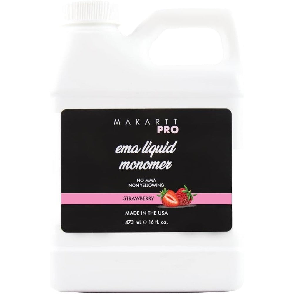 MakarttPro Strawberry Scented Monomer 16 Ounce bottle front view for professional acrylic nail sets.