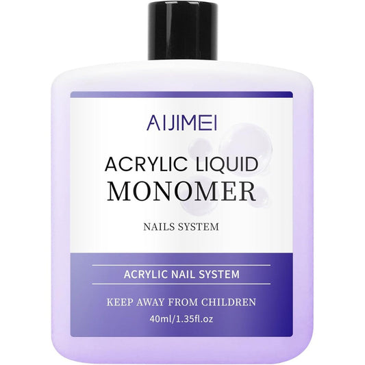 AIJIMEI Acrylic Liquid Monomer 40ml bottle front view for professional nail art extensions