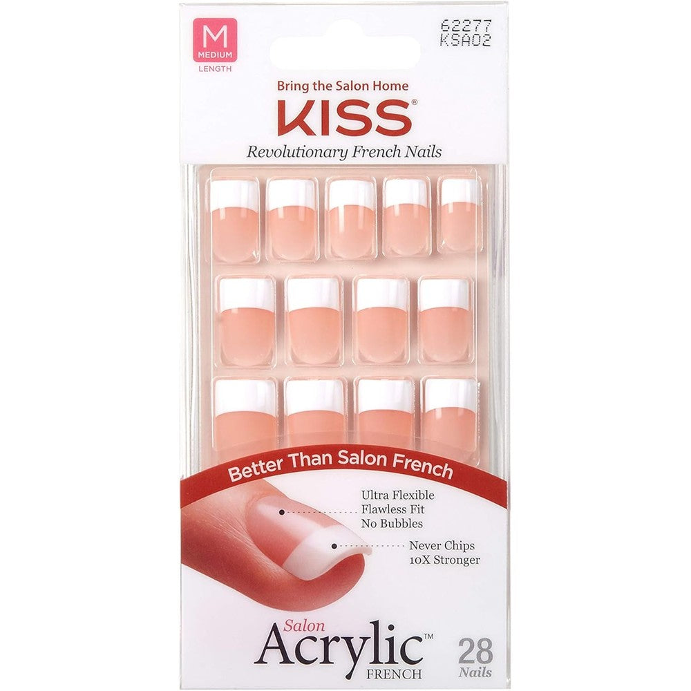 Kiss Salon Acrylic French Nails Sugar Rush Medium front view