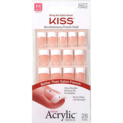 Kiss Salon Acrylic French Nails Sugar Rush Medium front view