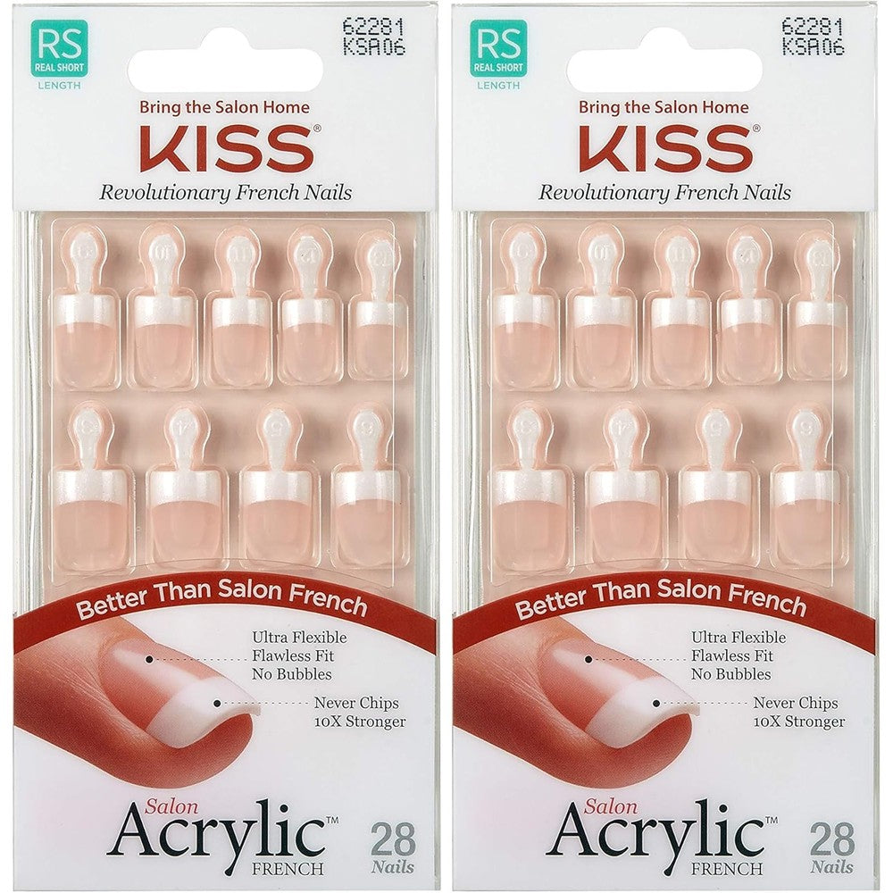 Kiss Salon Acrylic French Nails Pet Peeve Real Short front view box