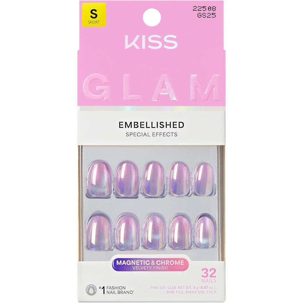 Kiss Glam One N Only Short Round Press On Nails Front View