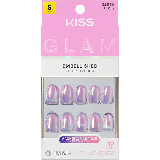Kiss Glam One N Only Short Round Press On Nails Front View