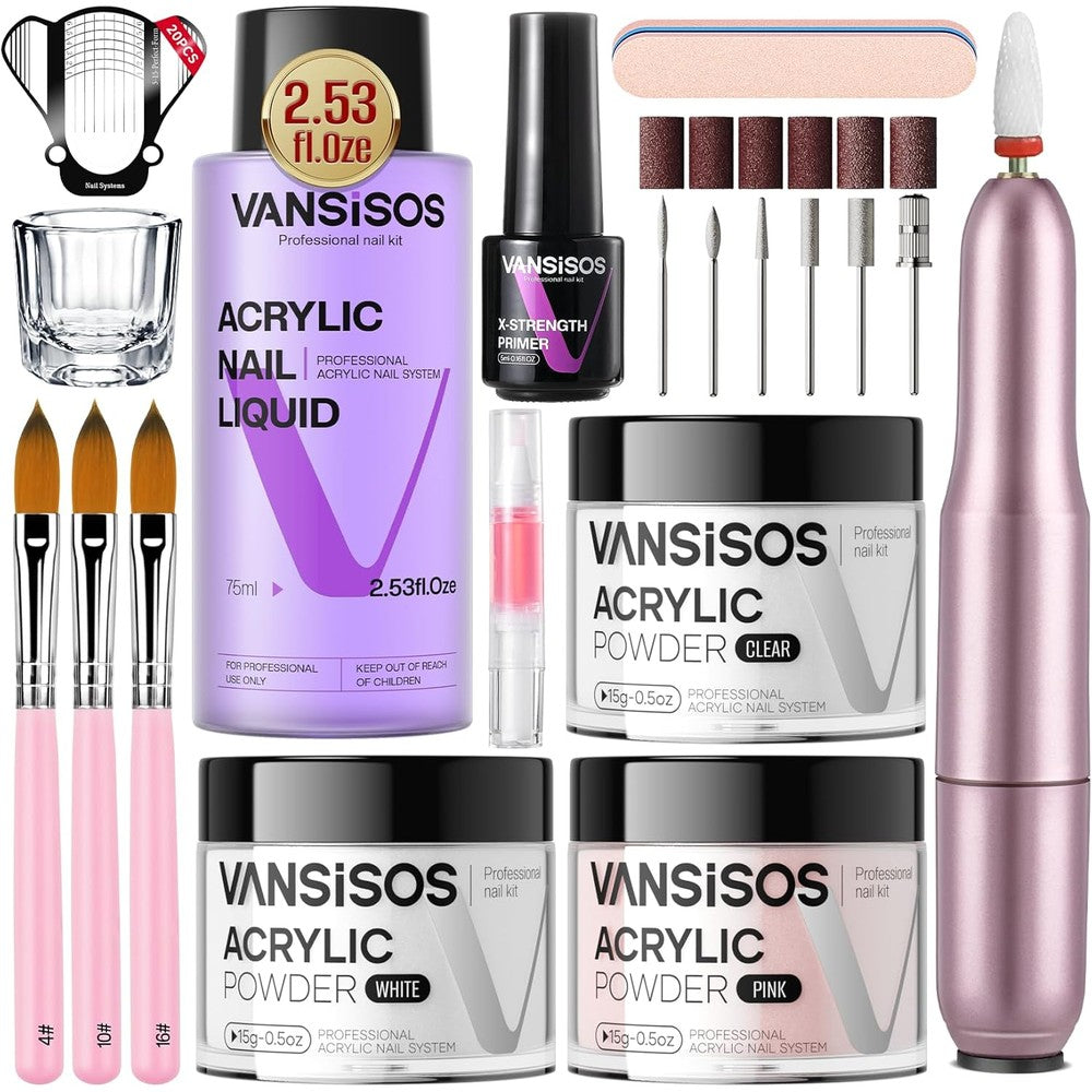 Vansisos professional acrylic nail kit with drill front view