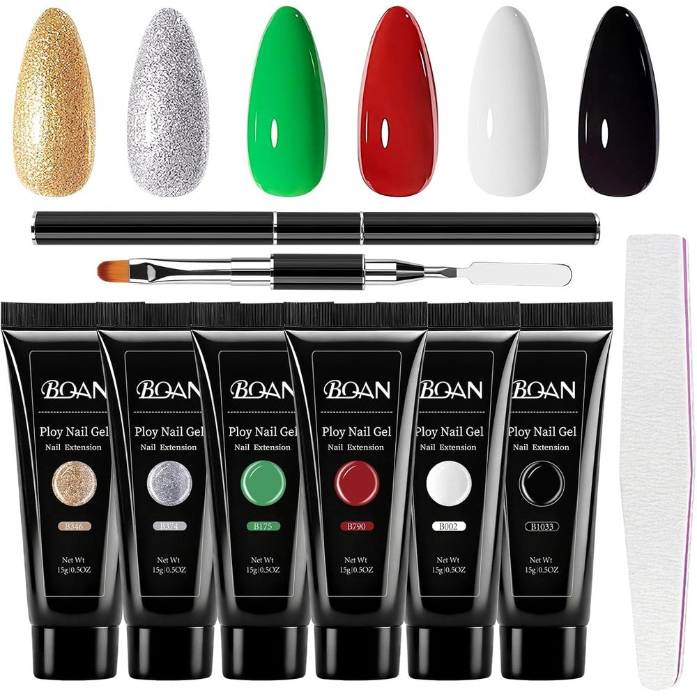 BQAN Poly Nail Gel Kit front view showcasing 6 color tubes