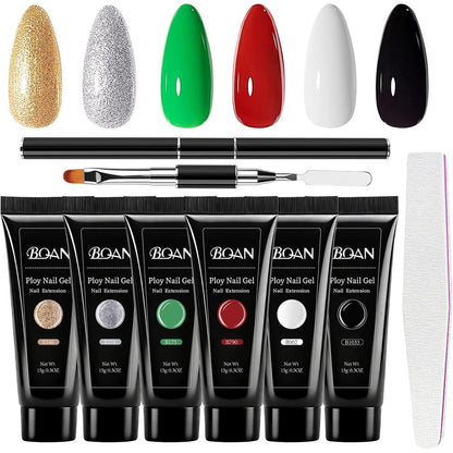 BQAN Poly Nail Gel Kit front view showcasing 6 color tubes