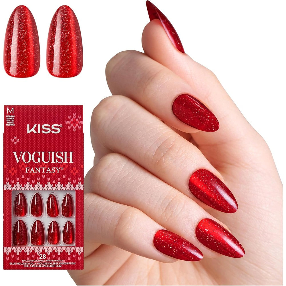 Kiss Voguish Fantasy Holiday Carol For You press on nails front view