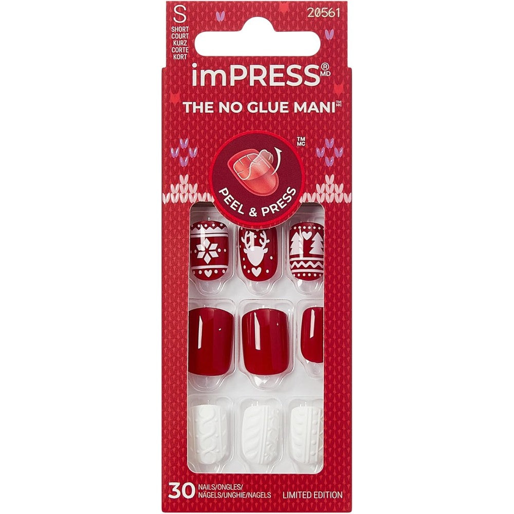 KISS ImPRESS Holiday Feelin' Festive press on nails front view packaging