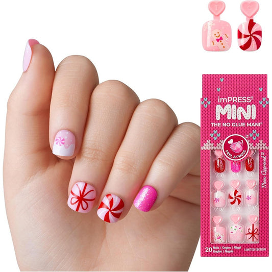 KISS imPRESS Mini Holiday Frostsnow press on nails for kids front view
