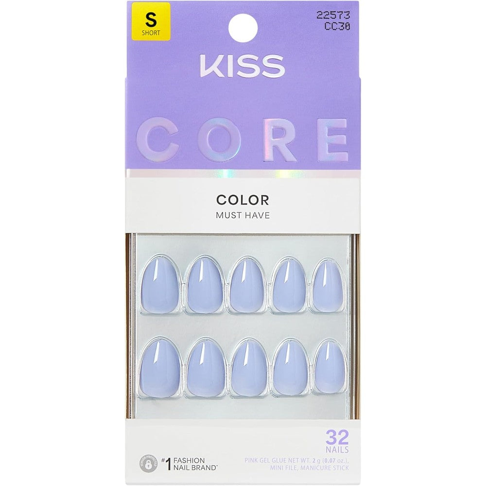 Kiss Core Press On Nails Flee Blue front view packaging