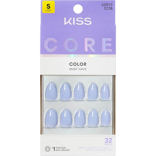Kiss Core Press On Nails Flee Blue front view packaging