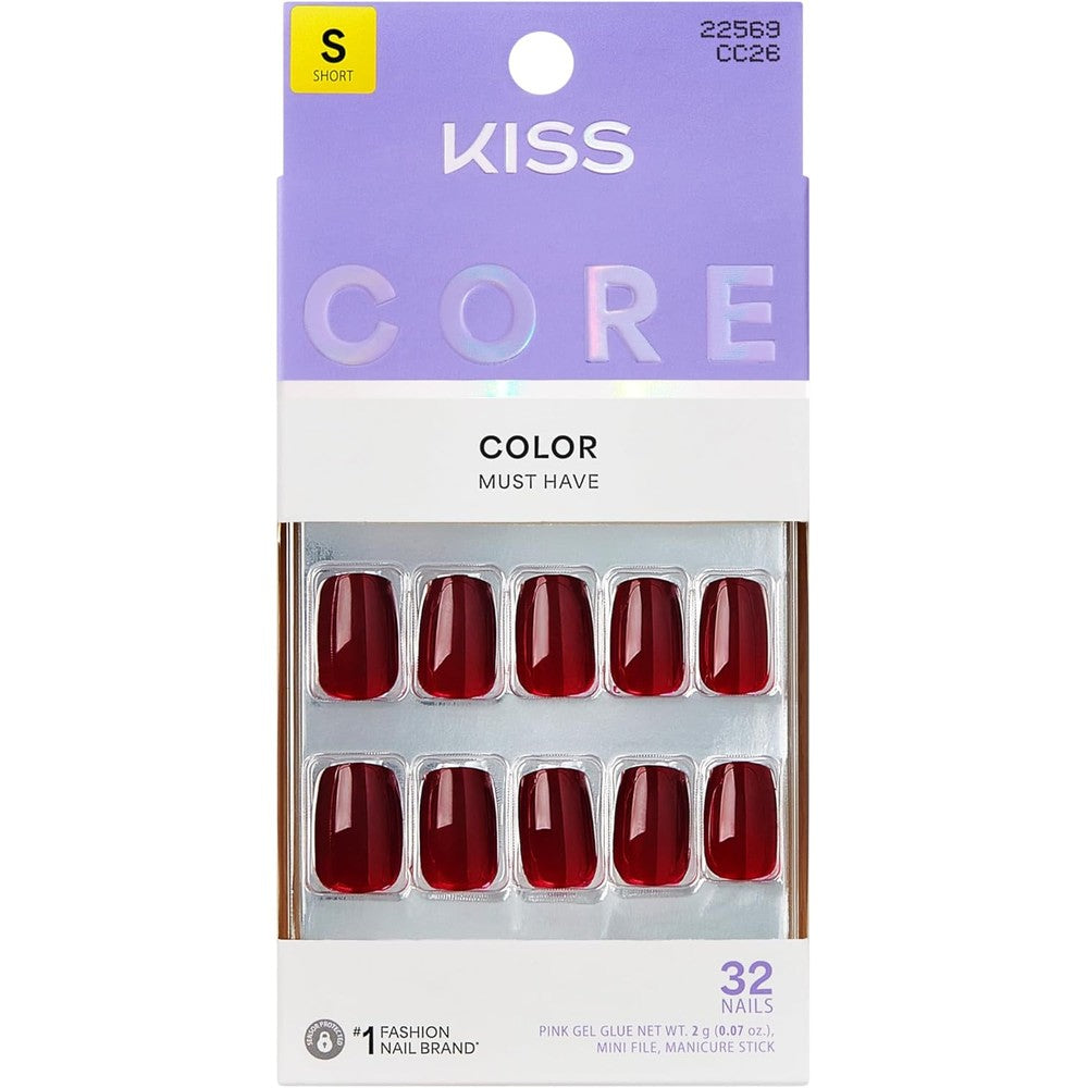 Kiss Core Press On Nails Sprightly red squoval packaging front view