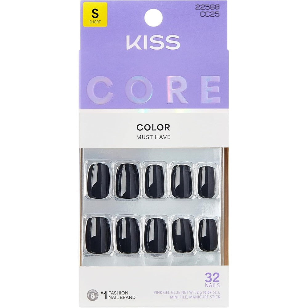 KISS Core Photogenic Black press on nails front view