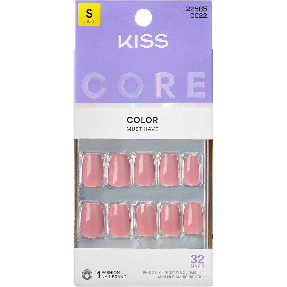 Kiss Core press on nails in Felicity pink short squoval front view